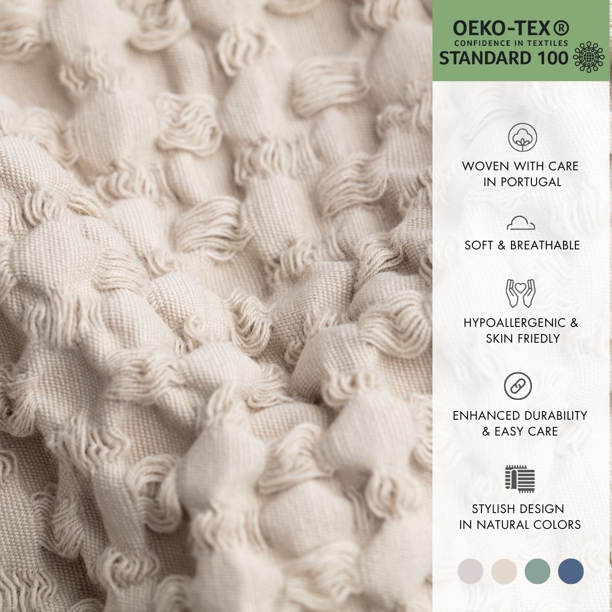 Organic cotton honeycomb throw. Bloom. Beige