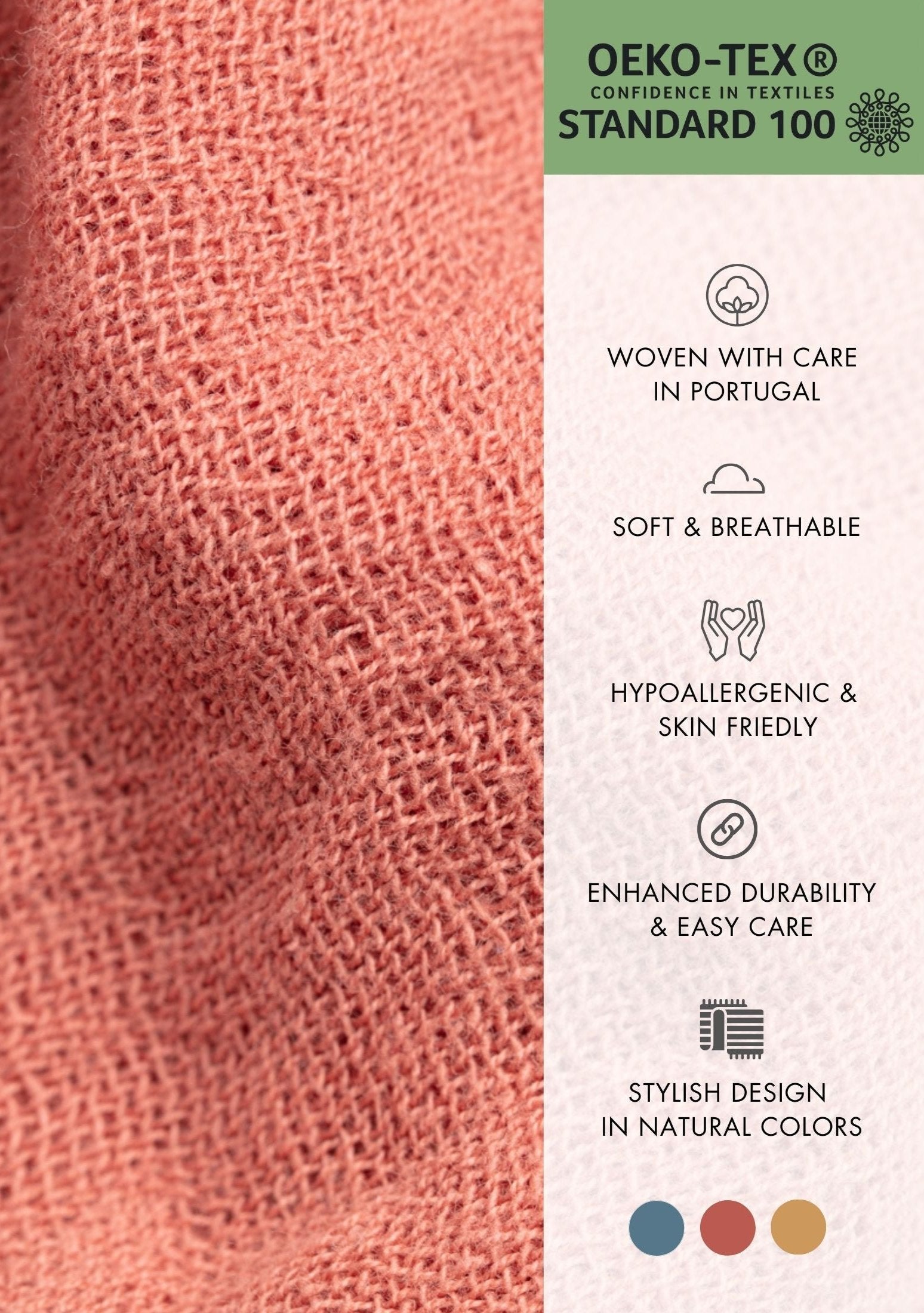 Juicy Organic Cotton Throw in coral - Vibrant and cozy throw blanket made from 100% organic cotton, perfect for adding warmth and a cheerful touch to your living space or king-size bedding