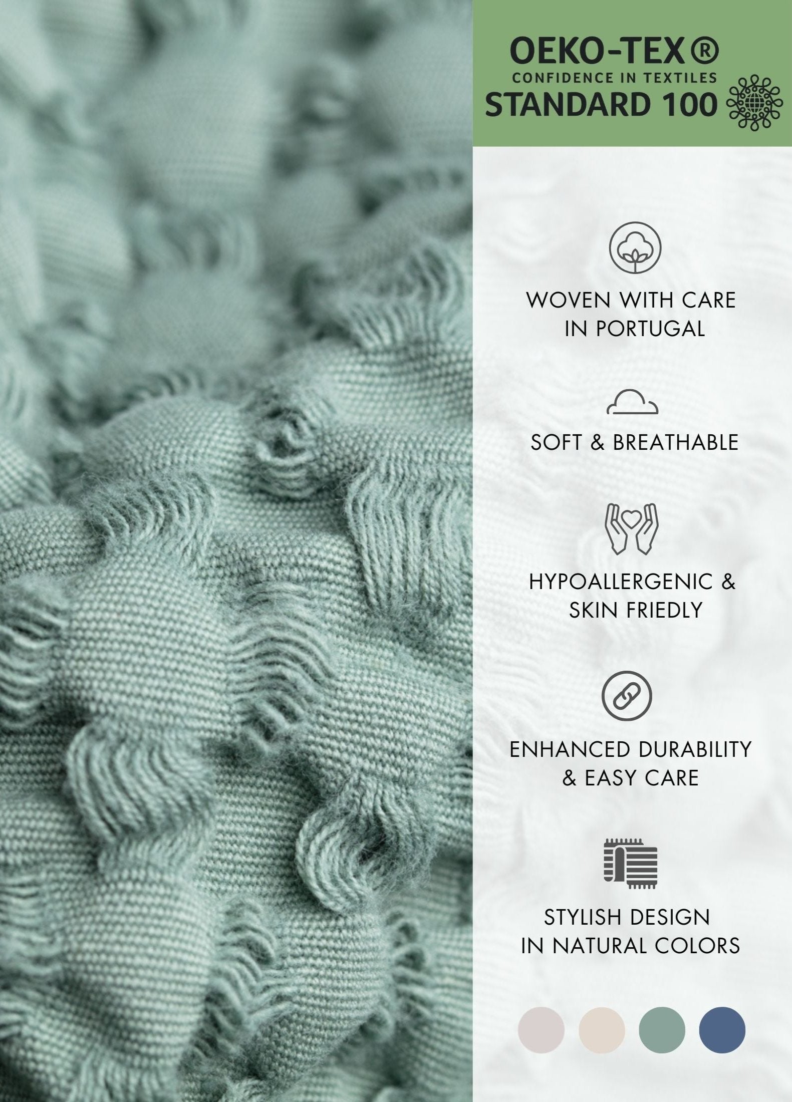 Bloom organic cotton throw in grey with honeycomb pattern, crafted from 100% cotton. Elegant and soft, this versatile bedspread adds a touch of serene style to any space, perfect for cozying up or enhancing home decor.