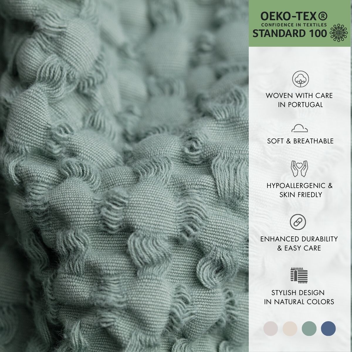 Organic cotton honeycomb throw. Bloom. Green