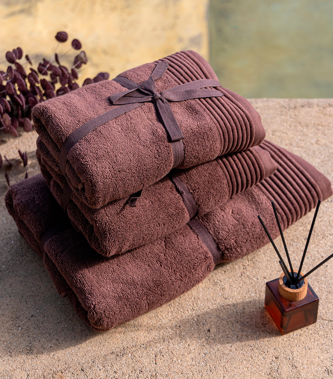 Chocolate Embrace Fluffy Bath Towel - Indulge in the rich comfort of this decadent chocolate-colored bath towel. Luxuriously soft and absorbent, perfect for wrapping yourself in after a soothing bath or shower. 
